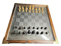 Glass Chess Board with Wooden Pieces