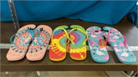 3 New Pairs of Size Large 9/10 Flip Flops /