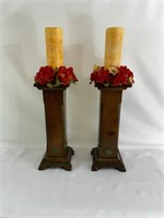 Whipple House Wood Pedestal candle holders