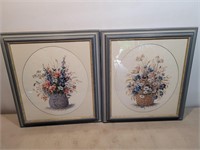 2 Grey Smoke Framed Floral Prints@17.5Wx19.5inH