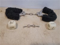 Faux Fur Hand Cuffs with Keys + Dice ?