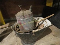 vintage coal bucket and gas can rope