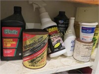 all garage fluids oils misc sprays