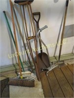 push broom shovel crutches cane rake