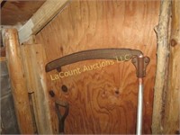 horse shoes and chains shovel  axe ice auger