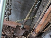 horse shoes and chains shovel  axe ice auger