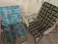 4 vintage webbed lawn chairs