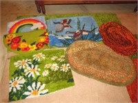 assorted vintage homemade rugs latch hook