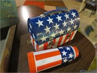 vintage stars stripes lunch box thermos picnic
