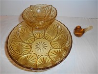 Vtg. Amber Anchor Hocking Starburst Pattern chip/p