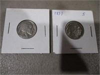 (2) Buffalo Nickels