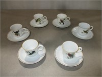 6 Mini Tea Cup/Saucer Bird Sets
