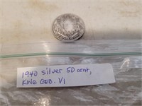 1940 Silver 50 Cent, King Geo. VI