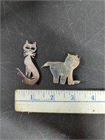 Pair sterling cat pins 7 G ea.