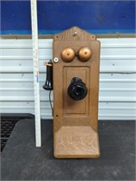 Oak antique wall phone