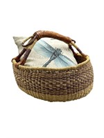 Handwoven Basket w/ Dragonfly Pillow