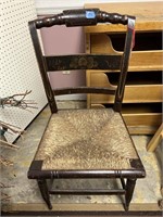 Antiq. Tole Chair w/Woven Seat-Sturdy
