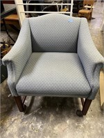 Mid Century Comfy Upholstered Armchair on Rollers