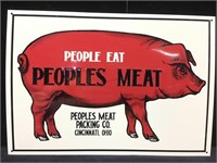 Peoples Meat Metal Advertising Sign. Repro 14x9.5
