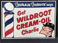 Wild-Root Cream-Oil Metal Advertising Sign. Repro