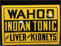 Wahoo Indian Tonic Metal Advertising Sign. Repro