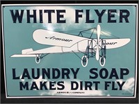 White Flyer Laundry Soap Metal Advertising Sign.