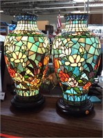 Pair of Matching Mosaic Stained Glass Table