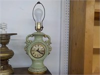 Ceramic Clock Lamp Base 21", Wind Up