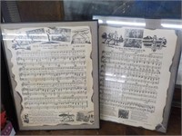 2 Framed Cowboy Songs, Copyright, 1938 10x13"