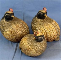 3 vtg. asian quail figures