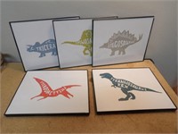 5 Framed Dinosaur Pictures
