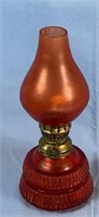 8" Ruby glass oil lamp/Hong Kong