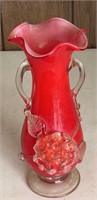 12" ruby art glass vase