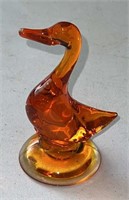 Art glass duck paperweight