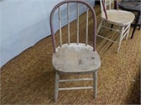Bent Back Chair, Painted Some Chips, 1 Rung