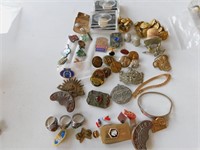 Jewelry, 3 class rings, military pins