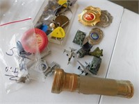 Army toys, badges, pins, flashlight