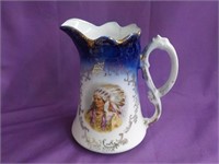 Indian chief porcelain pitcher 5 1/2"