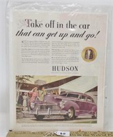 Hudson car paper advertising