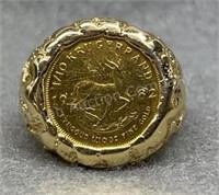 14K Gold 1982 Krugerrand Ring, 12.2g