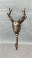 Iron Deer Head Coat Hook, 8.5”