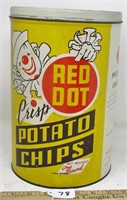 Red Dot potato chips tin can