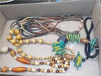 4 wooden bead necklaces