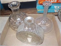 3 clear glass decanters
