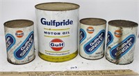 4 - Full Gulf motor oil cans