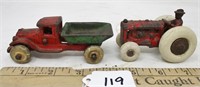 2 - small cast iron toys w/rubber tires