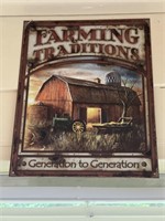 Farming tradition metal sign