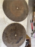 2 large saw blades about 29” and 25”