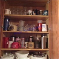 CONTENTS OF CUPBOARD-MUGS, PLATES, BOWLS