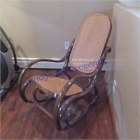 ROCKING CHAIR- WOOD FRAME. WICKER SEAT& BACK